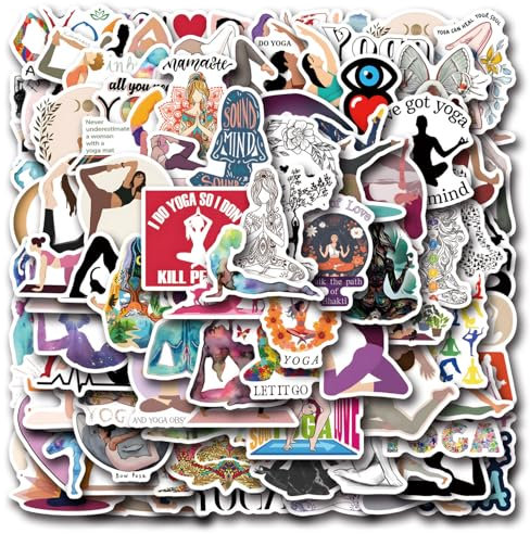 Yoga Aufkleber 100 Stücke Niedlich Deko für Auto Laptop Skateboard Fahrrad Moped Motorrad Fahrrad Computer Fitness Sticker Set,Geeignet für Erwachsene Kinde