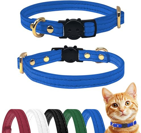 Qianruida Katzenhalsband Halsband Katze Halsbänd Kitten Katzenhalsbänder mit Sicherheitsverschluss Katze Halsband Verstellbar- Blau