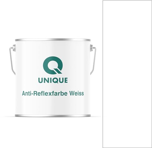 Q UNIQUE Anti-Reflexfarbe Weiss 5L (ca.35m2) Innenfarbe Wandfarbe Hohe Deckkraft Klasse 3 Mattfarbe Für Allergiker Geruchsarm Scheuerfest Deckenfarbe (5 Liters)