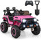 GYMAX 2-Seater Kids Ride on Car, 24V Battery Powered Toy Car with Remote Control, Lights, Music, Horn, MP3, USB & Slow Start, 4 Motors Children Electric Car for 3 Years Old+ (Pink)