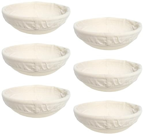 6Pcs Sourdough Proofing Baskets Set - 6 Inch Round Bannetons with Natural Rattan Lining | Bread Baking Kit for Artisan Loaves & Homemade Sourdough