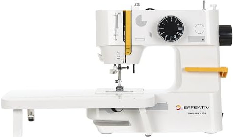 EFFEKTIV Simplifika Nähmaschine, 15 m, leistungsstark, vielseitig und tragbar, ideal für alle Arten von Stoffen, mit 12 Stichen, LED, automatischer Schnitt und Verlängerungstisch