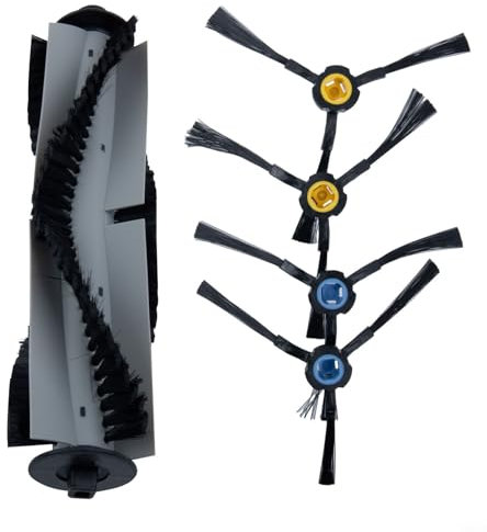 FUANA Kit de nettoyage rouleau et 4 brosses latérales pour aspirateur robot Silvercrest SSR1 SSRA1, accessoires de nettoyage en profondeur, capture puissante de la poussière