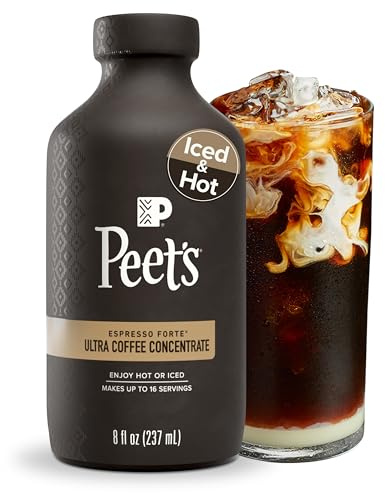 Peet's Coffee, Ultra-Kaffeekonzentrat, Instant-Heiß-, Kaltgebrüh- oder Eiskaffee – Espresso Forte, 280 ml Flasche (16 Portionen)