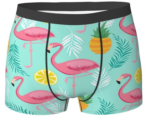 NBRIEU Boxer avec imprimé flamant rose, sous-vêtements doux et respirants avec taille élastique, noir, XXL, Noir , XXL