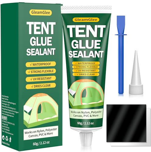 Tent Repair Glue, Professional Tent Seam Sealer, Waterproof & Flexible Sealant Adhesive for Tent, Tarp, Awning & Groundsheet Repair and More - 60ml / 2.12oz