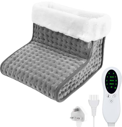 Electric Foot Warmer for Women and Men, Heated feet Warmers, Fast Heating Pad for Foot with Adjustable 10 Temperature Settings and 3 Timer Settings, Washable and Removable for Home Office
