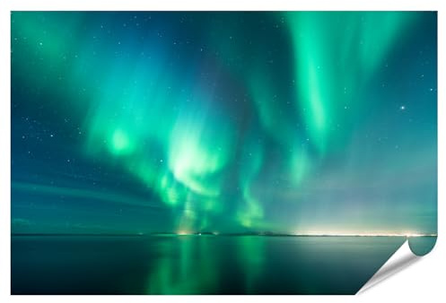 islandburner Poster Island Polarlicht Nordlichter Aurora Borealis - Poster 90x60cm