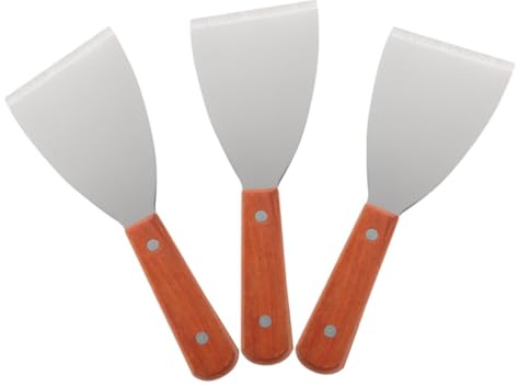 Toyvian 3 pièces Spatule Inox Triangulaire pour Barbecue et Cuisine Pelle à Brochette Portable avec Manche Bois Isolant Outil pour Pizza et Grill