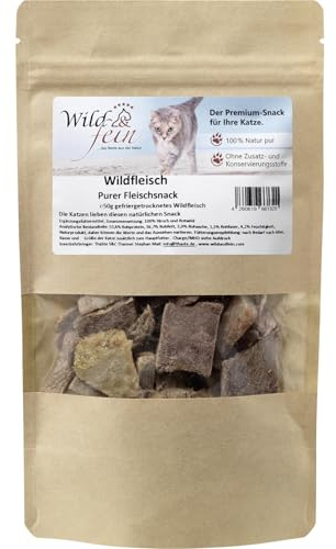 Wild & Fein Wildfleischsnack für Katzen, gefriergetrocknet - 50g