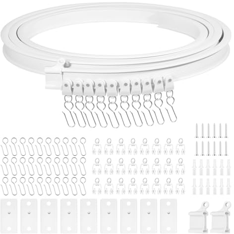 Decken-Vorhangschiene 3m, Flexible Gardinenschiene, Deckenschiene Vorhang mit Stummen Rollen, Biegsame Gardinenschiene, Deckenvorhangschiene für Fenster Vorhänge Duschvorhang Krankenhaus Schlafzimmer