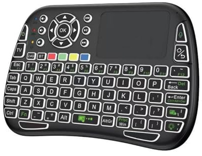 iPazzPort Mini tastiera wireless con touchpad, retroilluminata 2.4G Bluetooth Dual Mode tastiera touchpad combo per Smart TV Android TV Box PC Tablet iPad, tasti ricaricabili QWERTY con 7 colori RGB