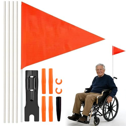 Pyralidsg Cykelflagga, 150 cm justerbar höjd cykelvimpel, hög synlighet cykelflagga med skaft för säkerhet, för cykel, skoter, lastbilar (orange)