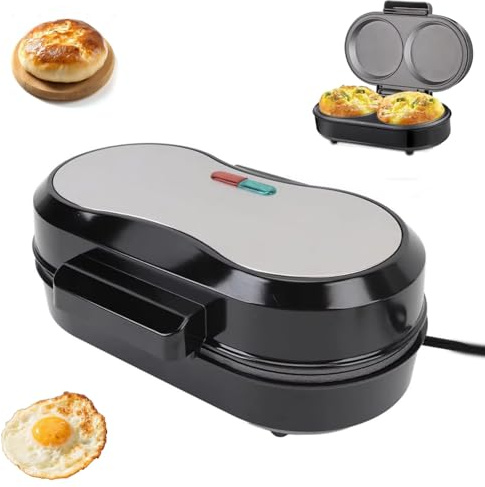 Máquina for Hacer Tortillas Doble Eléctrica, Platos Dobles Antiadherentes de 850 W, Cocine 2 Tortillas a la Vez, Mango Frío Al Tacto Sin Girar, Aparato de Cocina Compacto for el Desayuno