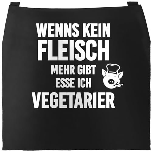 MoonWorks Wenn es kein Fleisch mehr gibt esse ich Vegetarier Grill-Schürze mit Spruch schwarz unisize