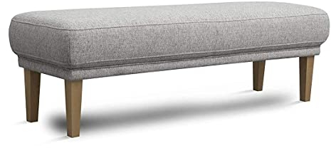 CAVADORE Sitzbank Femarn / Polsterbank für Küche, Esszimmer oder Wohnküche / Küchenbank passend zum 3-Sitzer Femarn / 165 x 54 x 53 / Strukturstoff: Hellgrau