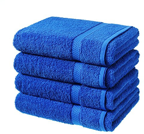 F4D PACK OF 4 BATH SHEETS | 100% COTTON BATH SHEETS (Grey) (Blue)