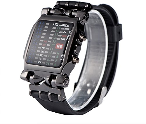 Orologio Elettronico a LED,Orologio da Polso,Cinturino in PU Pelle con Quadrante e Orologio da Polso Led Orologi Vintage Quadrante Impermeabile Per Ragazzi e Ragazze