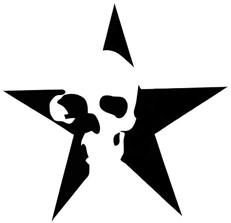 Finest Folia 2er Set Autoaufkleber Skull Stern Retro Old School Sticker Folie für Auto Motorrad Anhänger Chopper Bike Aufkleber K025 (2 x Schwarz, ohne Außenkreis)