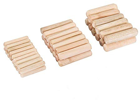 Febbya Holzdübel,50 Stück Riffeldübel Dübel Set Langholzdübel für Möbel Bett Schublade Holzwerk Gerillt Geriffelt Pin Craft 6x40mm