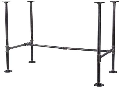 Pipe Decor Tischbein-Set mit Industrie-Rohr, modernes Home-Office-Schreibtisch- oder Computer-Basis-Kit, dunkelgrau-schwarze, raue Rohre, unlackierte Stahlrohrbeine, X-Desk Stil H Desk