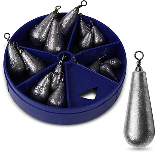Storfisk fishing & more 15 Stück Birnengewichte mit Wirbel Angelgewichte in praktischer Spenderbox zum Angeln