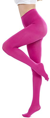CozyWow Medias sem opacas en color liso para mujer 80D (Fucsia oscuro, S)
