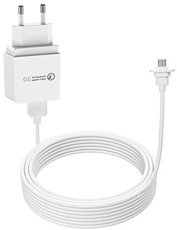 HOLACA Power Supply for eufyCam 2C with 9 m Weatherproof Inner Charging Cable + 3.0 Power Supply Continuous Charging of your eufyCam 2C Camera (White, 1 Pack)