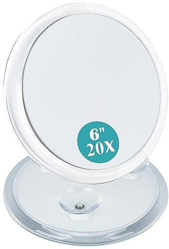 B Beauty Planet Vergrößerungsspiegel 20fach mit 3 saugnapfs,φ15.2cm große Größe Reise vergrößerungsspiegel,für Make-up-Anwendung,Transparent