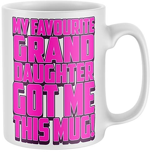 Purple Print House Womens My Favourite Granddaughter Got Me This Mug - Funny Mothers Day Hot Drinks Gifts For Grandma - Nan Nanny Joke Coffee Cup Tea Drinker, White, One Size