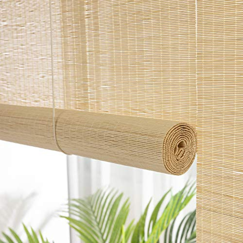 Bambusrollo Blickdicht,Natur Bambus-Rollo Raffrollo,Praktisches Sonnenschutz und Sichtschutz Rollo Seitenzugrollo,für Fenster/Türen/Balkon/Garten/Outdoor/Indoor,Anpassbare (60x60cm/24x24in)