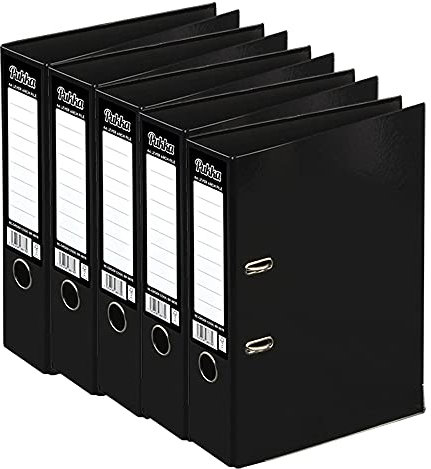 ED 5 x Pukka A4 Glossy 2-Ring Lever Arch File School Work Office 75mm Spine File Organiser (Black)
