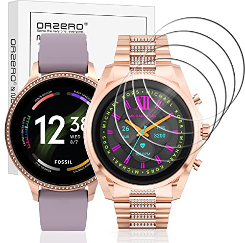 NEWZEROL 4 Stück Glasschutzfolie Kompatibel für Michael Kors Access Gen 6 Bradshaw/Fossil Gen 6 Herren-Smartwatch 44mm/ Damen 42mm/ Fossil Gen 5 Carlyle HR/Julianna HR, 9H Glas Displayschutz