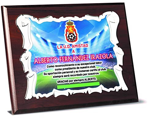 Placa Conmemorativa con Foto a Color y Grabado Personalizado para Regalo, Homenaje, Boda, Aniversario, Jubilación. Pergamino.