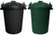 (𝐒𝐞𝐭 𝐎𝐟 𝟐) 50 Litre Clip Lock Storage Bin Large Dust Bin Food Grade Heavy Duty Plastic Kitchen Bin Waste Rubbish | Garden Compost Animal Feeding Bin - Made in UK. (Dark Green, Black)