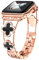 Correas de repuesto para Apple Watch 42 mm,38 mm, Bling Women Crystal Rhinestone Ajustable Stainless Steel Four Leaf Clover Metal Bracelets for iWatch Series SE 7 8 6 5 4 3 2 1