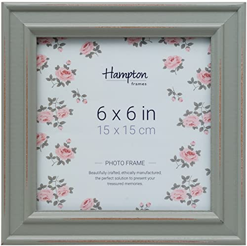 Hampton Frames PALOMA PAL301966S - Cornice portafoto quadrata in vetro, 15 x 15 cm, colore: verde salvia