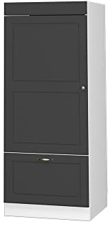 Vicco Mikrowellenschrank Fame-Line, Küchenregal für die Mikrowelle, Anthrazit-Gold/Weiß, 60 cm