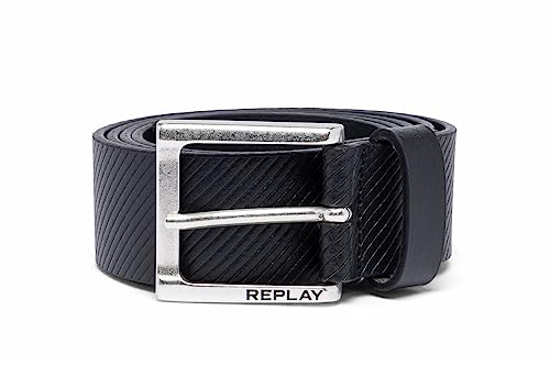 Replay Herren Gürtel aus Leder, Black 098 (Schwarz), 105