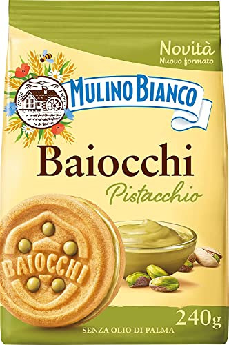 6x Mulino Bianco Pistacchio Kekse mit Pistazien, Kekse mit Pistazien und Mürbeteig, ideal zum Frühstück oder Snack, ohne Palmöl 240 g