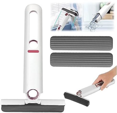 71Nmly 3-Piece Mini Mop Set - Portable Self-Squeeze, Hand-Free Cleaning for Bathroom, Kitchen, Car & Glass