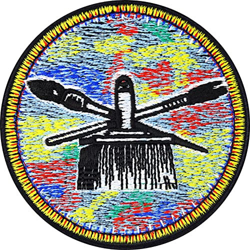 Malerset Aufnäher Painting tools Patch zum aufbügeln/aufnähen |lustige Bügelbilder für Textilien/Maleranzug | Flicken zum aufbügeln mit Stoffkleber Folie | 75x75mm