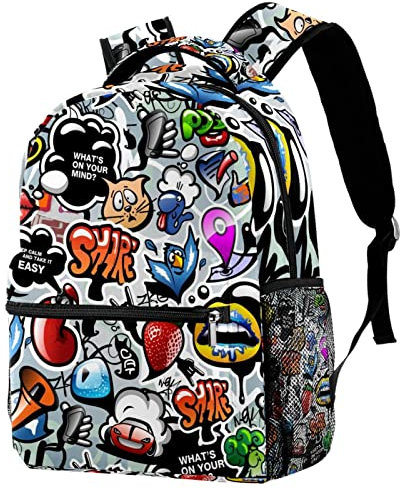 Eslifey Cartoon Space Rockets Alien Leichter Schulrucksack Klassischer Reiserucksack für Damen Teenager, Farbe 10