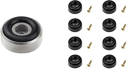 Dynavox 207271 Aluminium Gerätefüsse mini 4er-Set Silber & CASCHA Gummifüße 8 Stück mit Schrauben für Möbel, Racks, Koffer, Türstopper, Flightcases, schraubbar, schwarz