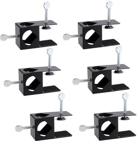 OwnMy Set of 6 Deck Torch Rail Clamps Outdoor Torch Mounting Holders Universal Deck Clamps Torch Mounting Brackets, Metal Porch Rail Clamps Accessory for Railings Torches, Flags, Umbrellas, Black