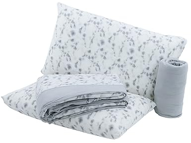 Viterbo Biancheria Coordinato Completo Letto Lenzuola Matrimoniale in Morbido Pile A Fantasia Kenia (6127) (Fiorellini Grigio)