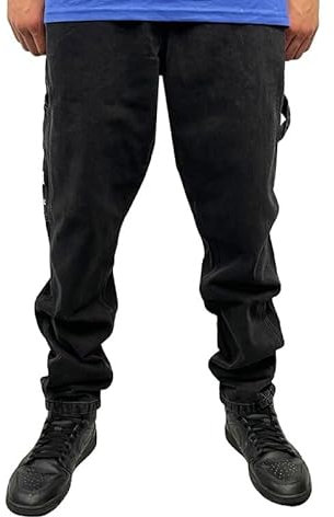 Karl Kani Herren Jeans Retro Tapered Workwear Denim Vintage Black (L)