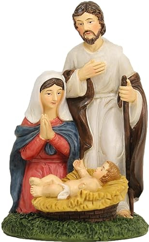 FADEDA Hlg. Familie, Block 7cm / Höhe:7 cm/handbemalt/detailgetreue Krippen Figuren - Weihnachten Tisch Dekoration Krippe Zubehör