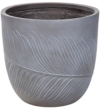 Beliani Pot de Fleurs Gris en Fibres d'argile Rond Cache-Pot 42 x 42 x 40 cm Ftero