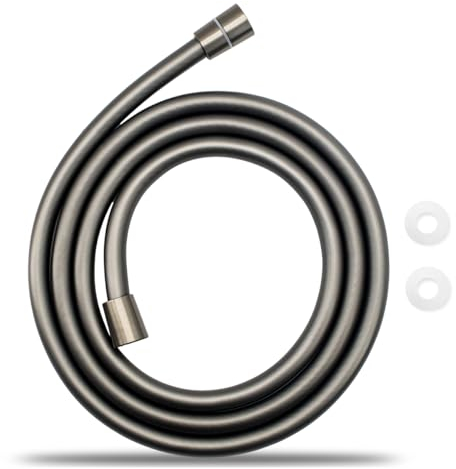 Teronbeta Universal Duschschlauch 1,5m Premium Flexibler Brauseschlauch mit Verdrehschutz, inkl. Dichtungsringe, Standard 1/2 Zoll Anschluss - Grau
